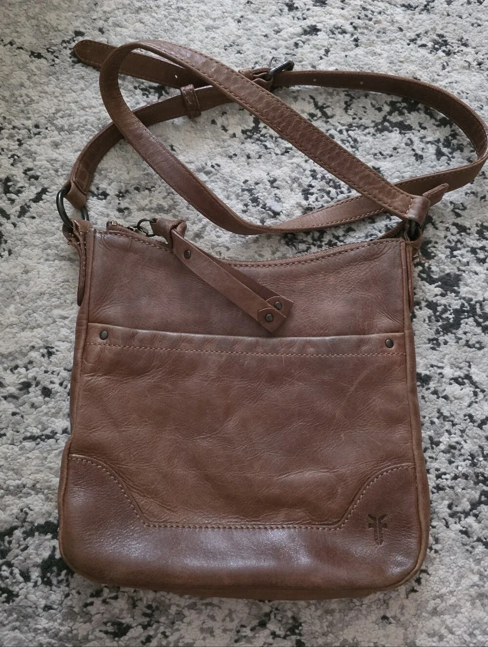 Frye Leather Crossbody Bag Distressed Brown Western Boho Minimalist